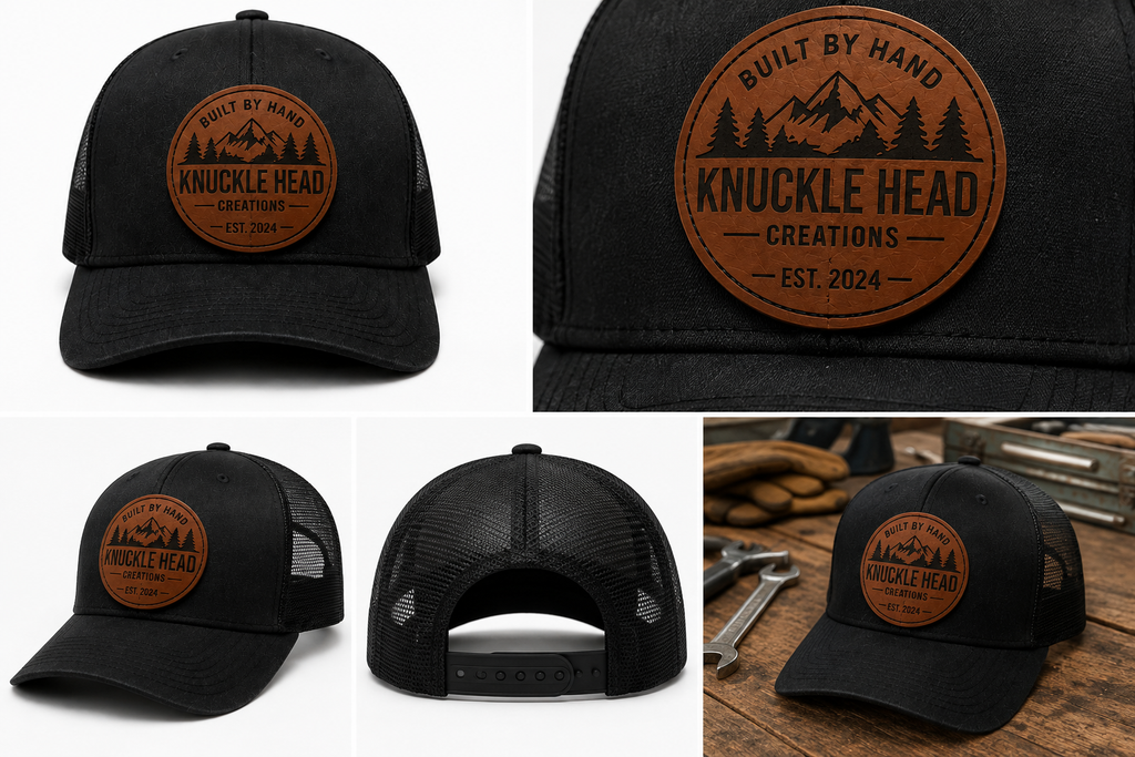 Built By Hand Leather Patch Trucker Hat.