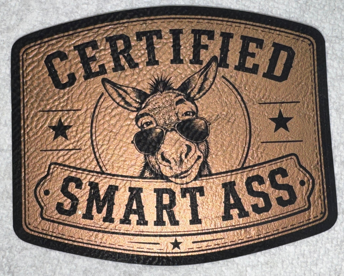Certified Smart Ass leather patch hat, side view