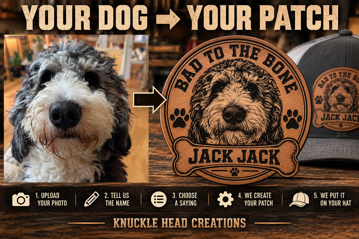 Custom Dog Portrait Leather Patch Hat – Made From Your Photo